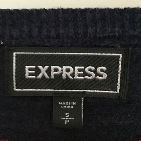 Express Men’s Small Navy/Red Sweater - Picture 4 of 4